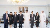 Qatar Chamber First Vice-Chairman, Mohamed bin Ahmed bin Towar Al Kuwari (fifth left),  with CFTC trade delegation and other officials.