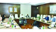 Qatar Chamber’s Board Member and Chairman of the Committee, Mohamed bin Ahmed Al Obaidli (centre), and other officilas at the QC headquarters, yesterday. 