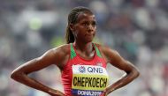Kenya's Beatrice Chepkoech reacts. Reuters/Lucy Nicholson