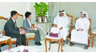 Qatar Chamber’s First Vice-Chairman  Mohamed bin Ahmed bin Towar Al Kuwari (second right) met yesterday with the members of a trade delegation from Thailand headed by Deputy Permanent Secretary at the Ministry of Labour  Maj. Romayong  Surakitbunharn (sec