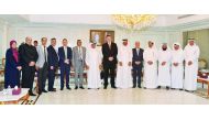 Qatar Chamber’s First Vice-Chairman Mohamed bin Ahmed bin Towar Al Kuwari (sixth right), during his meeting with a Jordanian delegation led by the Jordanian Minister of Labour, Nedal Faisal El Batayneh (centre) at the QC headquarters yesterday.