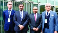 H E Ali bin Ahmed Al Kuwari (second right), Minister of Commerce and Industry, with other dignitaries during the Italian-Arab Business Forum held in Milan, Italy.