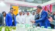 H E Ali bin Ahmed Al Kuwari (second left), Minister of Commerce and Industry; Qatar Airways Group Chief Executive and Secretary-General of Qatar National Tourism Council, Akbar Al Baker (centre); and other dignitaries and officials, visiting Ezdan Holding