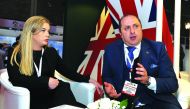 Nadim Mansour (right), Managing Director at Daniel Johns Group-Qatar; and Danielle McMahon, International Sales & Marketing Manager for the UK-based Group, speaking to The Peninsula at the company’s pavilion at Cityscape Qatar 2019 expo at the DECC.  Pict