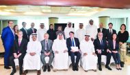 Sheikh Faisal bin Qassim Al Thani (foreground, third right), QBA Chairman; Hussein Al Fardan (foreground, fourth left), QBA First Deputy;  Sheikh Dr. Khalid bin Thani Al Thani (foreground, second left), QBA Second Deputy; and other officials during the ev