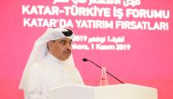H E Ali bin Ahmed Al Kuwari, Minister of Commerce and Industry addressing the Qatari-Turkish Business Forum in Ankara, Turkey.