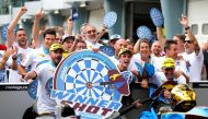 Sepang International Circuit, Sepang, Malaysia - November 3, 2019 EG 0,0 Marc VDS' Alex Marquez celebrates second place and winning the Moto2 championship after the race REUTERS
