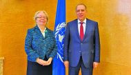GECF Secretary-General Dr. Yury Sentyurin (right), with Tatiana Valovaya, Director-General of the United Nations Office in Geneva, during the meeting.