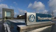 This file photo taken on December 11, 2012 shows a general view of the headquarters of German heavy industry giant ThyssenKrupp AG in Essen, western Germany. AFP / PATRIK STOLLARZ 