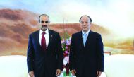 H E Saad Sherida Al Kaabi (left), the Minister of State for Energy Affairs, with Dai Houliang, the Chairman of China Petroleum & Chemical Corporation (Sinopec), in Beijing.