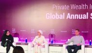 Sheikha Alanoud bint Hamad Al Thani (centre) attending the Global Annual Summit in Madrid.