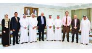 Members of a visiting Jordanian delegation led by Undersecretary of Labour Ministry, Farouq Al Hadidi, and Qatar Chamber’s Second Vice-Chairman, Rashid bin Hamad Al Athba, and others posing for a group picture after the meeting at QC headquarters, yesterd