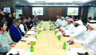 Sayed Zulfikar Abbas Bukhari (third left), Minister of State and Special Assistant to the Prime Minister on Overseas Pakistanis and Human Resource Development, with his delegation during a meeting with Qatari business leaders, who were led by Rashed bin H