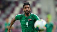 Iraq's forward Alaa Abbas runs after the ball during the 24th Arabian Gulf Cup Group A football match between United Arab Emirates and Iraq at the Khalifa International Stadium in Doha on November 29, 2019. AFP / Karim Jaafar
