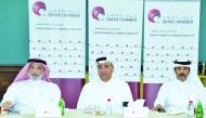 Abdulrahman Abuljalil Abdulghani, Board of Director at Qatar Chamber, and Acting Director of the Department of Real-Estate Intermediaries Affairs at the Ministry of Justice, Khaled Al Mahshady, and another member of the real estate committee at Qatar Cham