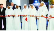 H E Akbar Al Baker (third right), Secretary-General of Qatar National Tourism Council and Board Member of Msheireb Properties, along with other dignitaries, opening the Park Hyatt Hotel in Msheireb Downtown Doha, yesterday.