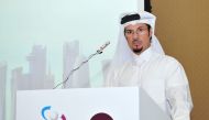 Hussain Al Abdulla, Director, Marketing and Communication, Qatar Stock Exchange (QSE), addressing the Smart Sustainability Forum organised by QSE and FTSE Russell at the Al Wadi Hotel, Msheireb in Doha yesterday. Pic: Salim Matramkot/The Peninsula
