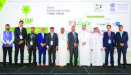 Qatari officials, EP Jayarajan, Minister for Industries, Kerala; P Kumaran, Indian Ambassador to Qatar; Dr. R Seetharaman, CEO, Doha Bank; and KBF office-bearers on the sidelines of the event.