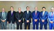 Sheikh Dr. Khalid bin Thani bin Abdullah Al Thani (centre), Chairman, Board of Directors of Umnia Bank, and other Board members after a meeting in the Moroccan city of Casablanca. 
