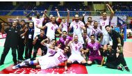 Qatari players and officials celebrate after winning their Asian Volleyball Confederation Cup semi-final match against Japan in Chinese Taipei  in this file photo.
