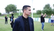 Australia’s top goal scorer, Tim Cahill, during his visit to Doha. 