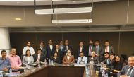 Dr. R. Seetharaman (sixth left, sitting), Group CEO of Doha Bank, with participants and members of ICAI Doha at the workshop.