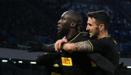 Inter Milan's Romelu Lukaku celebrates scoring their second goal with teammates REUTERS/Alberto Lingria