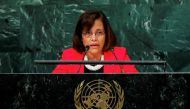 Marshall Islands President Hilda Heine addresses the United Nations General Assembly, September 22, 2016. Reuters / Eduardo Munoz