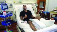 Salem Al Hajri recovering after a surgery.
