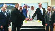 Alfardan Group’s President & CEO, Omar Hussain Alfardan (third right), Samer Bou Dargham (fifth right), General Manager at Alfardan Premier Motors, with other officials during the opening of Jaguar Land Rover’s 3S centre at the Industrial Area recently. P