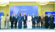 Qatar Central Bank Governor, H E Sheikh Abdullah bin Saoud Al Thani (sixth right); The Lord Mayor of the City of London, Alderman William Russell (sixth left);  Ajay Sharma, the Ambassador of the United Kingdom to Qatar (fourth left) and other officials d