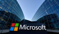 (FILES) In this file photo taken on March 05, 2018 The logo of French headquarters of American multinational technology company Microsoft, is pictured outside on March 6, 2018 in Issy-Les-Moulineaux, a Paris' suburb. AFP / GERARD JULIEN
