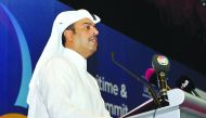 QNB Group CEO Abdullah Mubarak Al Khalifa,  addressing the Qatar Shipping and Logistics 2020 Conference, yesterday. Pic: Salim Matramkot/The Peninsula
