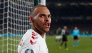  Denmark's Martin Braithwaite celebrates scoring their first goal  November 18, 2019 (REUTERS/David Klein)