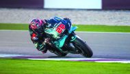 Fabio Quartararo (Petronas Yamaha SRT) in action during the second day of MotoGP pre-season testing at the Losail International Circuit, yesterday. Quartararo set the fastest lap of the Qatar Test to top the timesheets yesterday (1:54.038) with the French