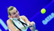 Petra Kvitova of Czech Republic in action against Carla Suarez Navarro of Spain yesterday.