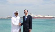 H E Saad bin Sherida Al Kaabi, the Minister of State for Energy Affairs, and Steven Mnuchin, the US Secretary of the Treasury, during Mnuchin’s visit to Doha.