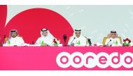 The Chairman of Ooredoo, Sheikh Abdulla bin Mohammed bin Saud Al Thani (second right), with Group CEO, Sheikh Saud bin Nasser Al Thani (right), Group Deputy CEO and CEO Ooredoo Qatar, Waleed Mohamed Al Sayed (left); and other members of Board of Directors