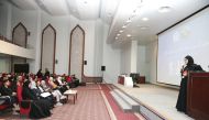 Rawda Al Zaidan, Director of Private Schools Affairs Department at the Ministry of Education and Higher Education, speaking at a meeting with representatives of private schools and kindergartens organised by the Department of Private Schools Affairs.