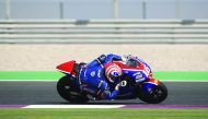 American Racing’s Joe Roberts in action in the Moto2 class of the QNB Grand Prix of Qatar at the Losail International Circuit yesterday. 
