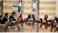 Lebanon's President Michel Aoun (C) heading a ministerial council at the presidential palace in Baabda, east of the capital Beirut on March 7, 2020.