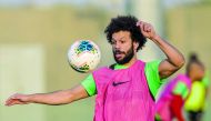Al Rayyan's Ahmad Abdel Maqsoud in action during a practice session yesterday. 