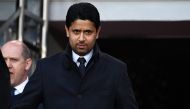 (FILES) In this file photo taken on May 12, 2018, Paris Saint-Germain's Qatari President Nasser Al-Khelaifi attends the French Ligue 1 football match between Paris Saint-Germain and Rennes at the Parc des Princes stadium in Paris. AFP / FRANCK FIFE