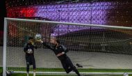 Al Rayyan's goalkeeper Mahmoud Ahmed reaches for the ball during a training session held in Doha, yesterday as the teams gear up for the restart of the QNB Stars League season.