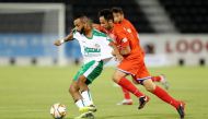 Players vie for the ball during the QNB Stars Legague match between Al Shahania and Al Ahli at Al Sadd Stadium yesterday. 
