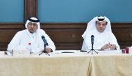 Head of Qatar Chamber’s Food Security and Environment Committee, Mohamed bin Ahmed Al Obaidli (right), with Dr Saif Al Hajari, during a meeting with other members in Doha, recently.  