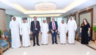 Top officials of Qatari Businessmen Association (QBA), including Chairman Sheikh Faisal bin Qassim Al Thani (third right), during their meeting with Sir Edward Lister, Chief Strategic Advisor to UK Prime Minister Boris Johnson, in Doha recently. H E John 