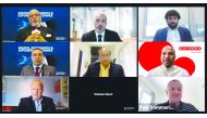 A screen grab of Doha Bank CEO Dr. R Seetharaman (top left) with other business and technology leaders who participated in the webinar, yesterday.