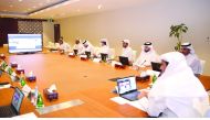 Undersecretary of the Ministry of Commerce and Industry, Sultan bin Rashid Al Khater (centre), chairing the digital session on commercial cooperation which was held within the framework of the third Qatar-US Strategic Dialogue, yesterday. 