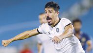 Baghdad Bounedjah celebrates his goal, yesterday. 